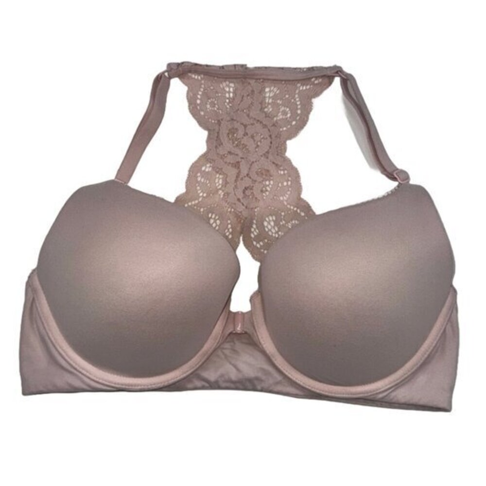Victoria's Secret Cream Nude Perfect Shape Front Clasp Lace Back Bra